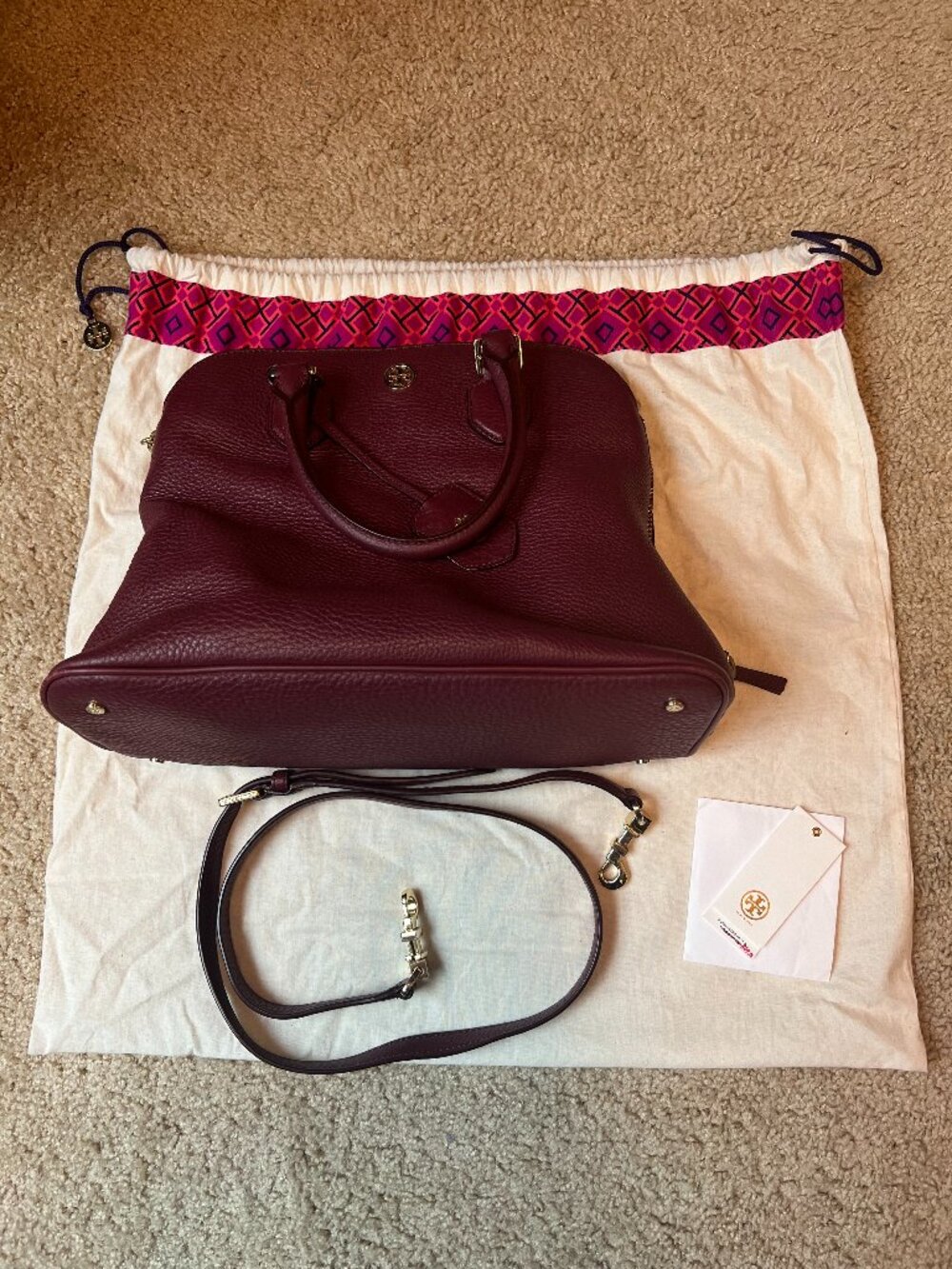 Tory Burch Robinson Open Dome Satchel in Berry